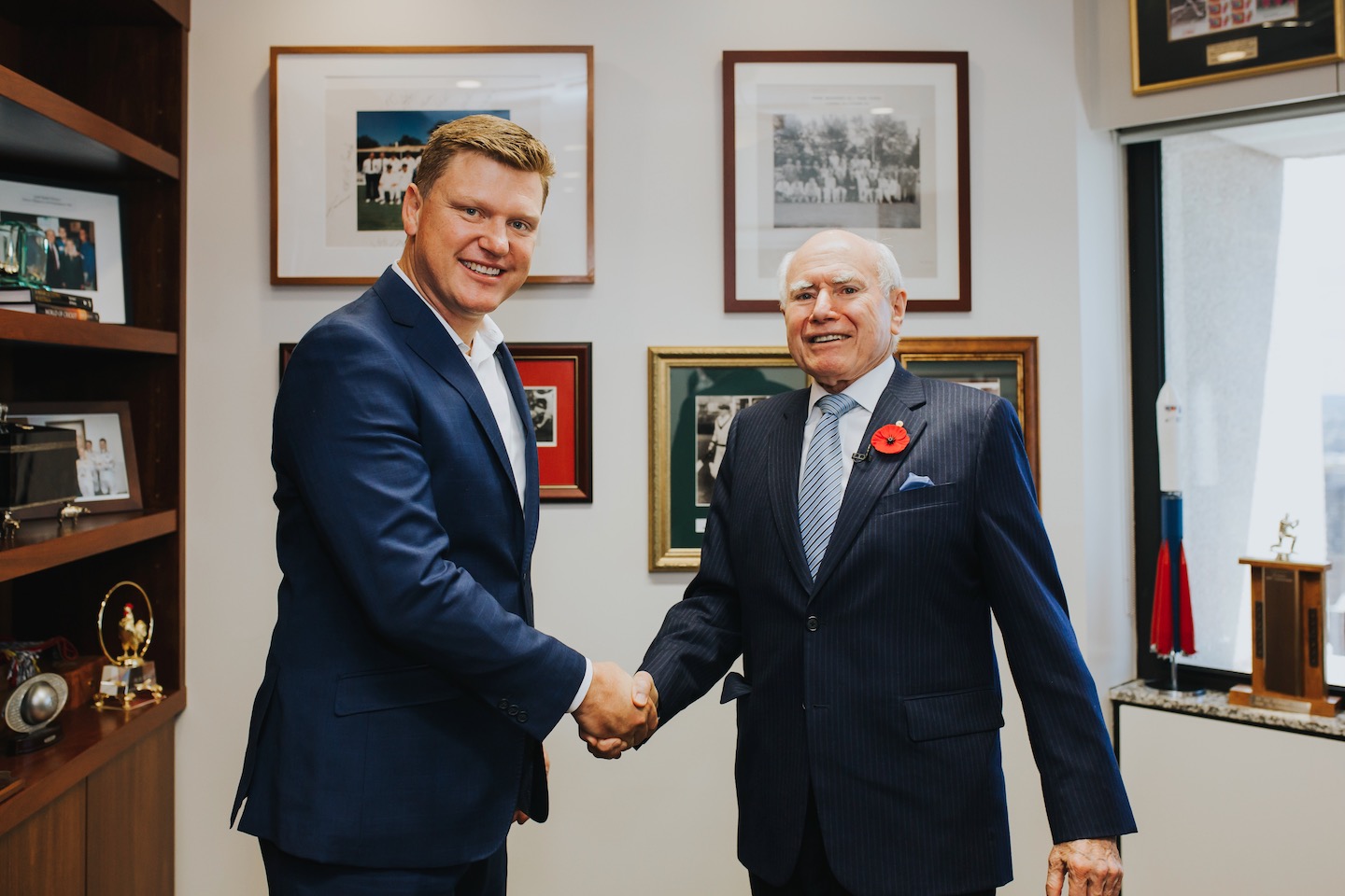 Joe Olejnik meeting with a dignitary